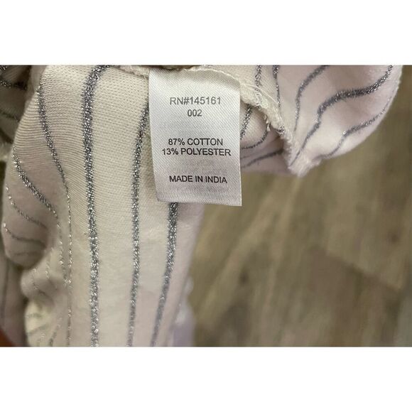 C Large Cream and Silver Stripe Long Sleeve New - Picture 5 of 5